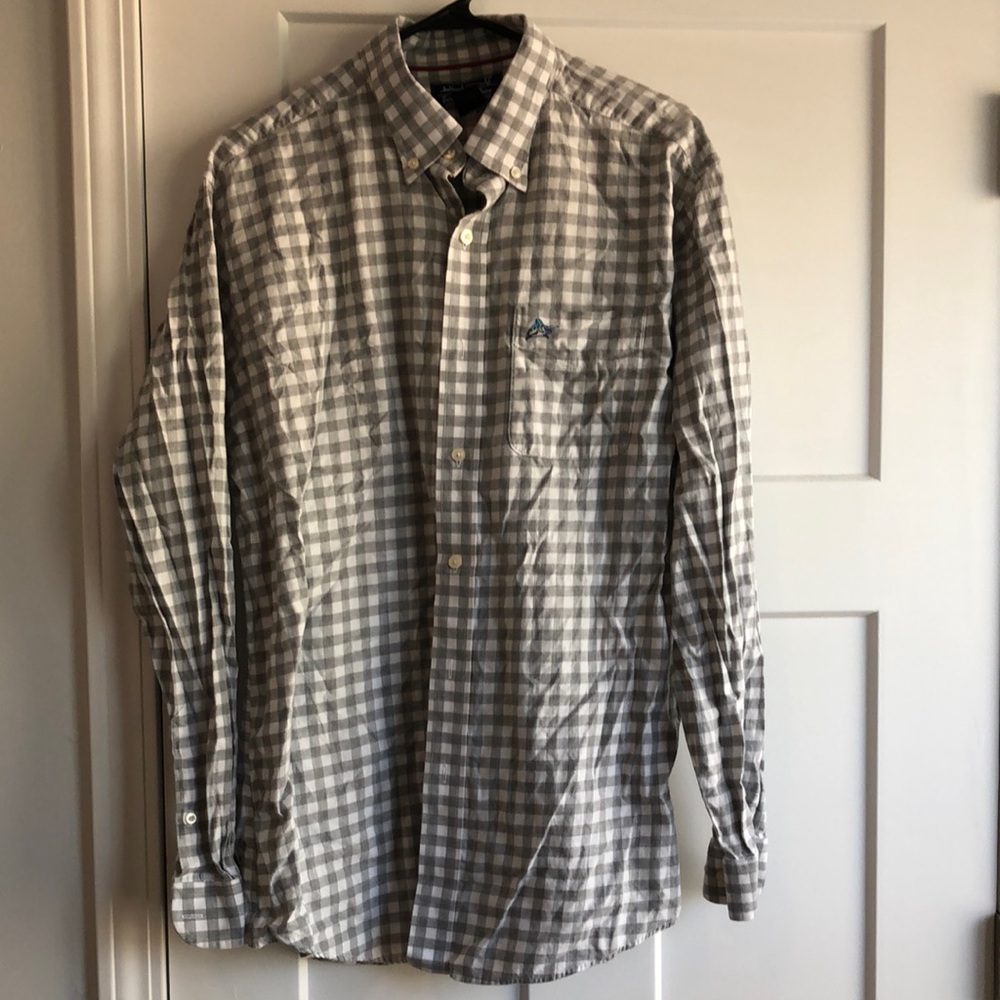 Men's Gray Checkered Shirt Size L